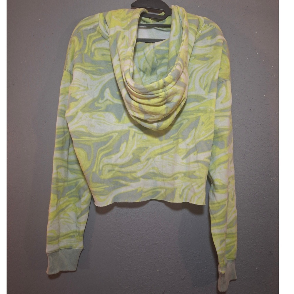 Wild Fable Lime Green Marble Swirl Cropped Hoodie Sweatshirt Womens Large - Picture 3 of 5